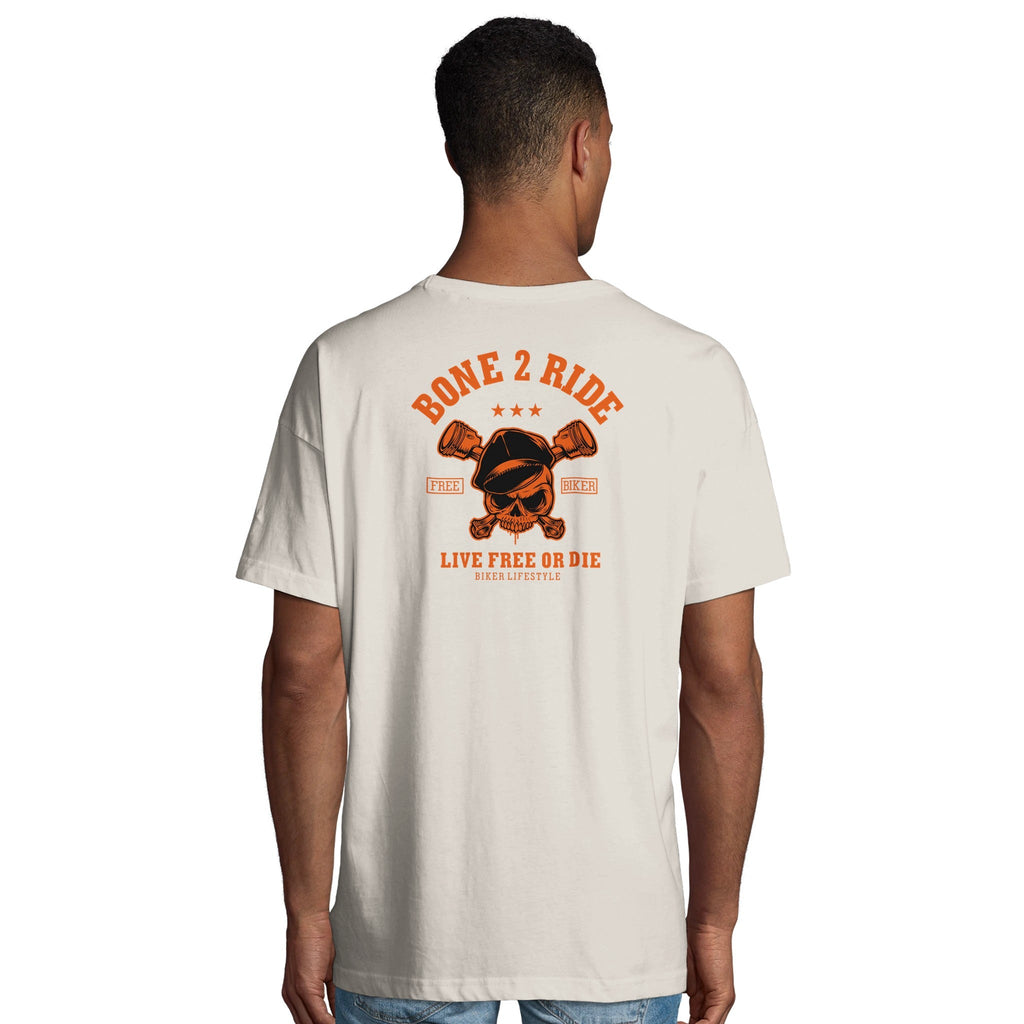 Organic Oversized T-shirt /Bone 2 Ride Organic Oversized T-shirt - Live Free or Die Biker
