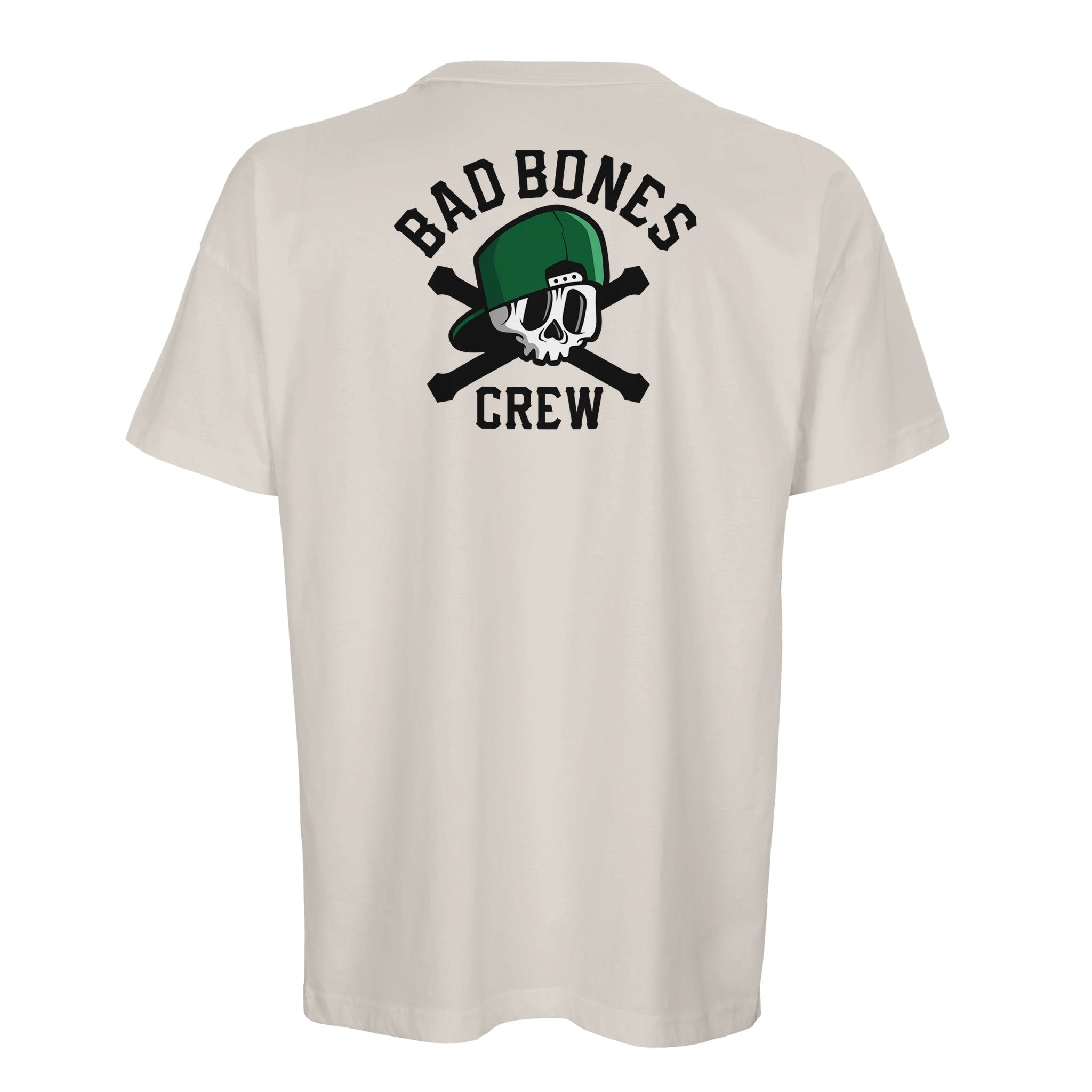 Organic Oversized T-shirt/Bad Bones Crew Skull & Cap  – Edgy Street Style