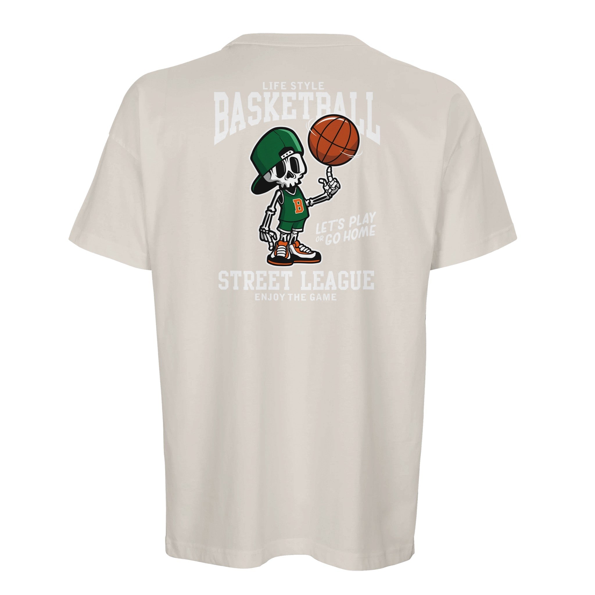 Organic Oversized T-shirt/Basketball Skeleton  - Eco-Friendly Style