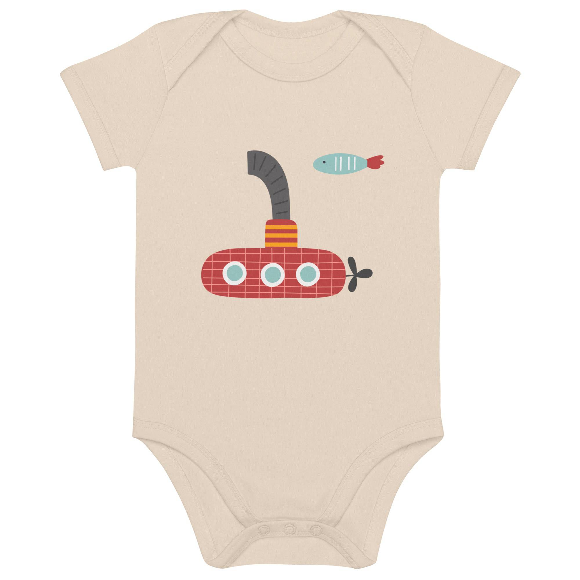 Organic cotton baby bodysuit-Submarine