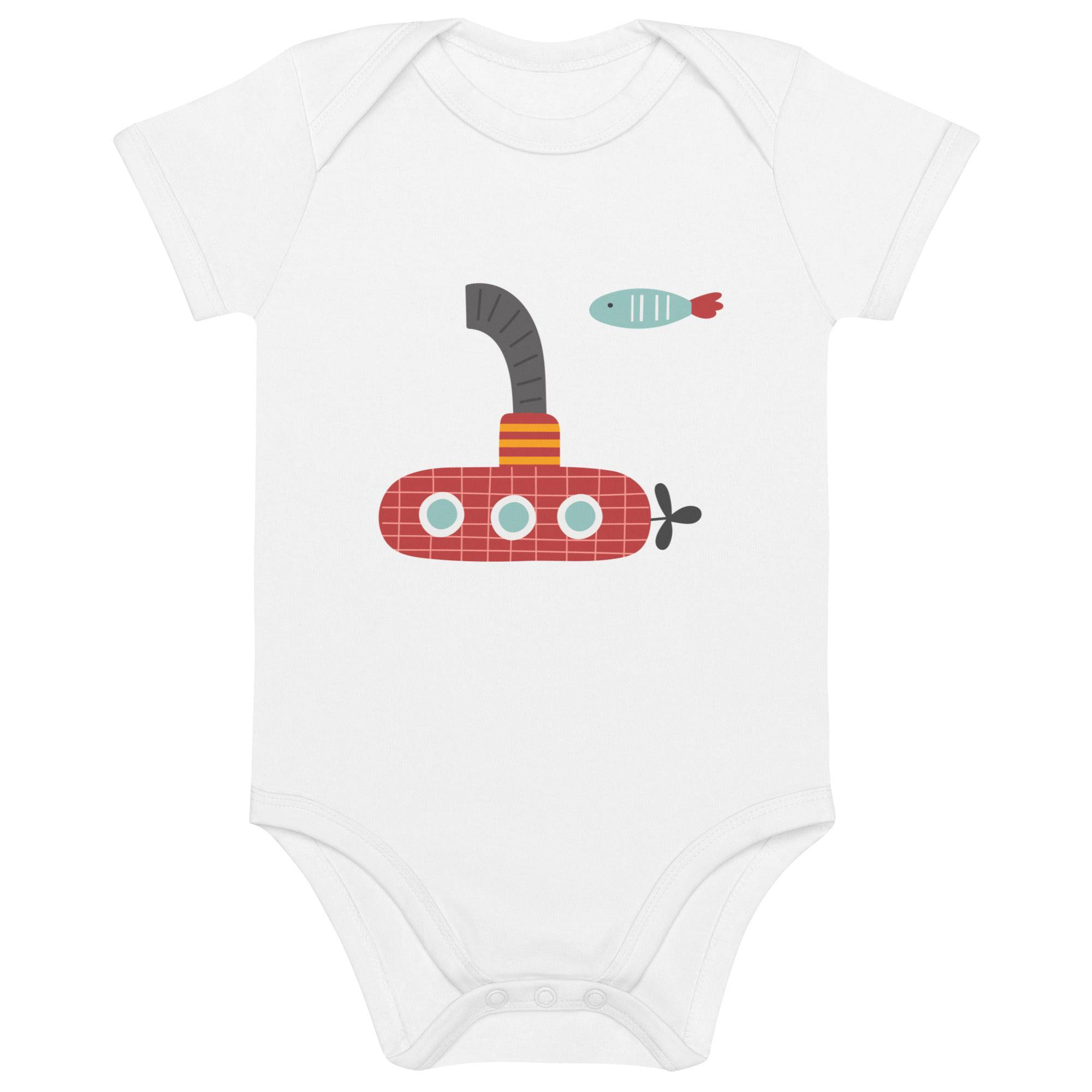 Organic cotton baby bodysuit-Submarine