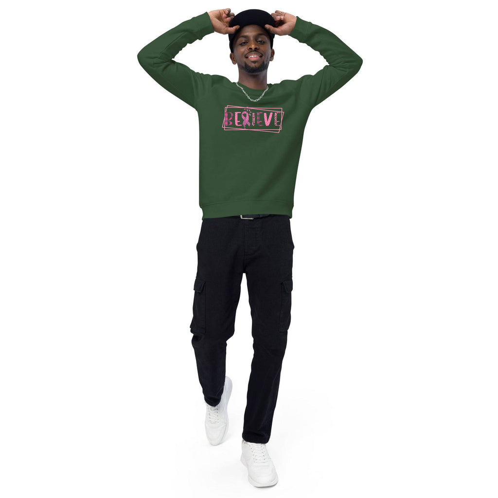 Unisex Organic Sweatshirt/Believe-Cancer-Motivation