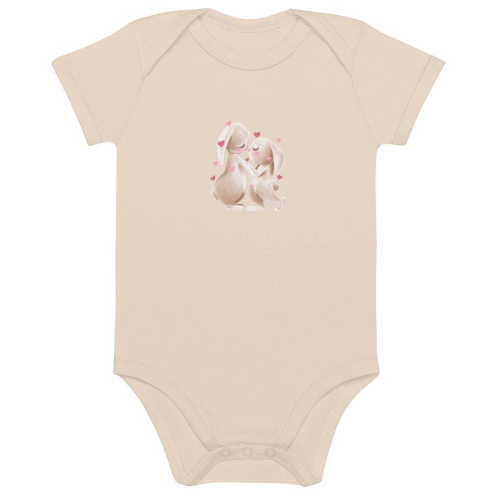 Organic cotton baby bodysuit/Bunnies Hearts