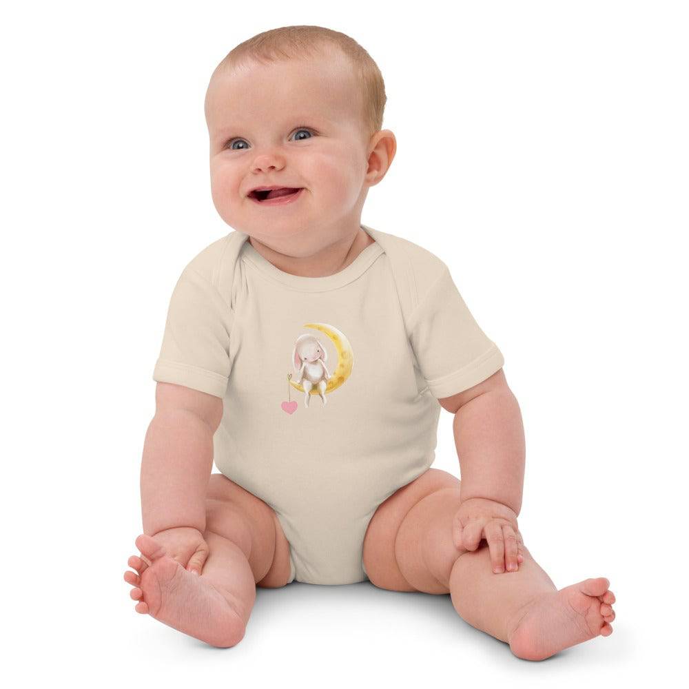 Organic cotton baby bodysuit/Bunnies Moon