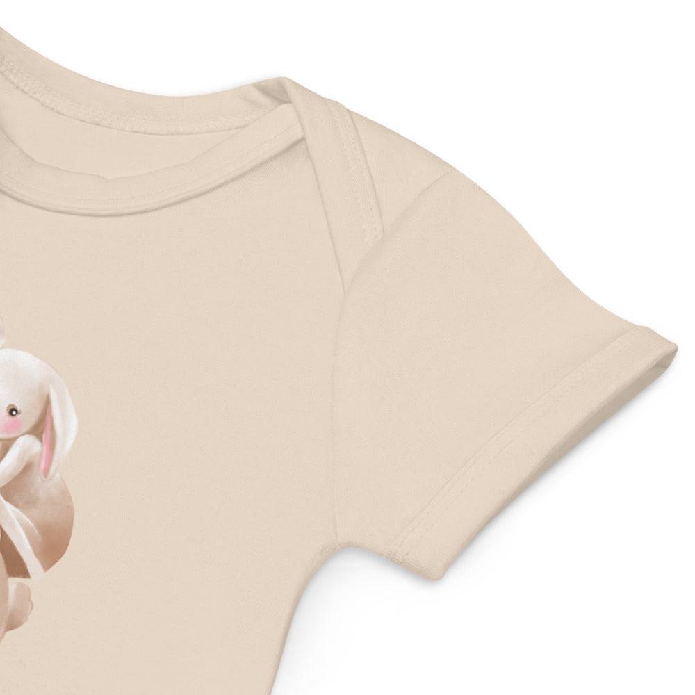 Organic cotton baby bodysuit/Bunnies Playing