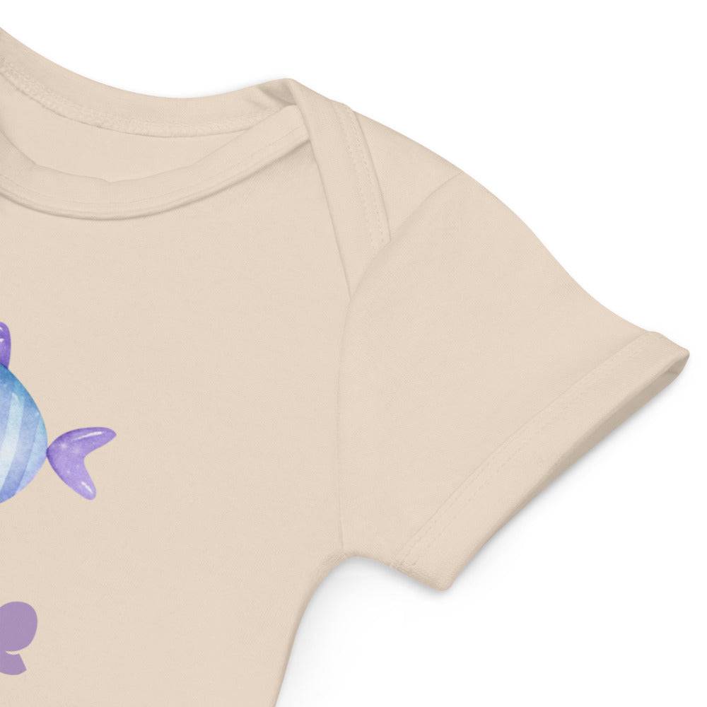 Organic cotton baby bodysuit/Fish Cute