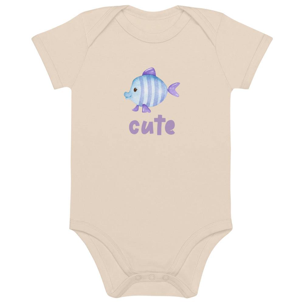 Organic cotton baby bodysuit/Fish Cute