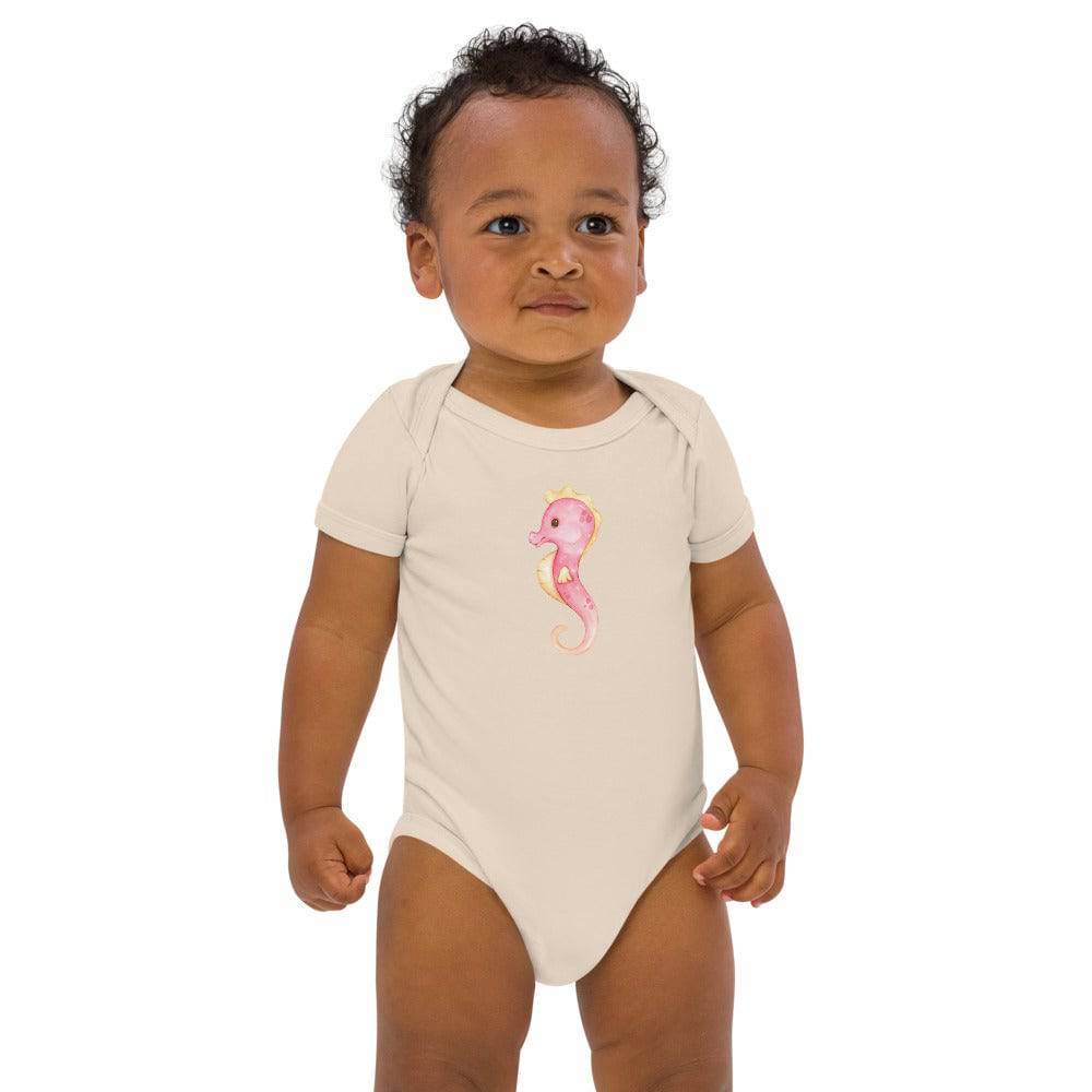 Organic cotton baby bodysuit/Hippocampus