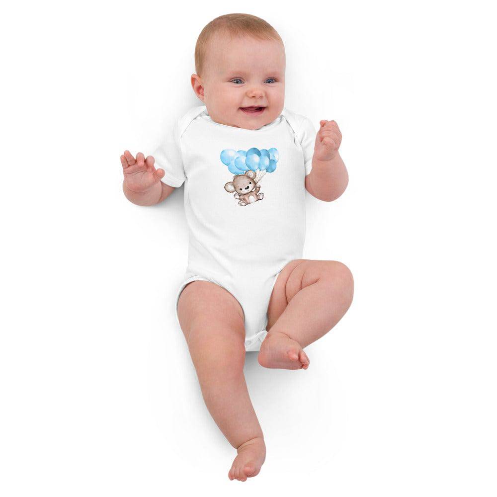 Organic cotton baby bodysuit/Little Bear With Baloons