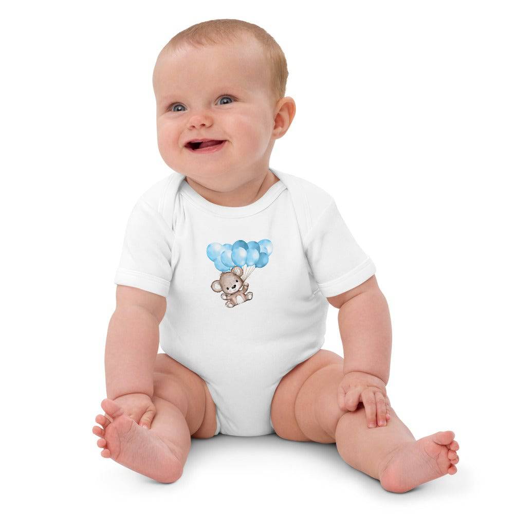 Organic cotton baby bodysuit/Little Bear With Baloons