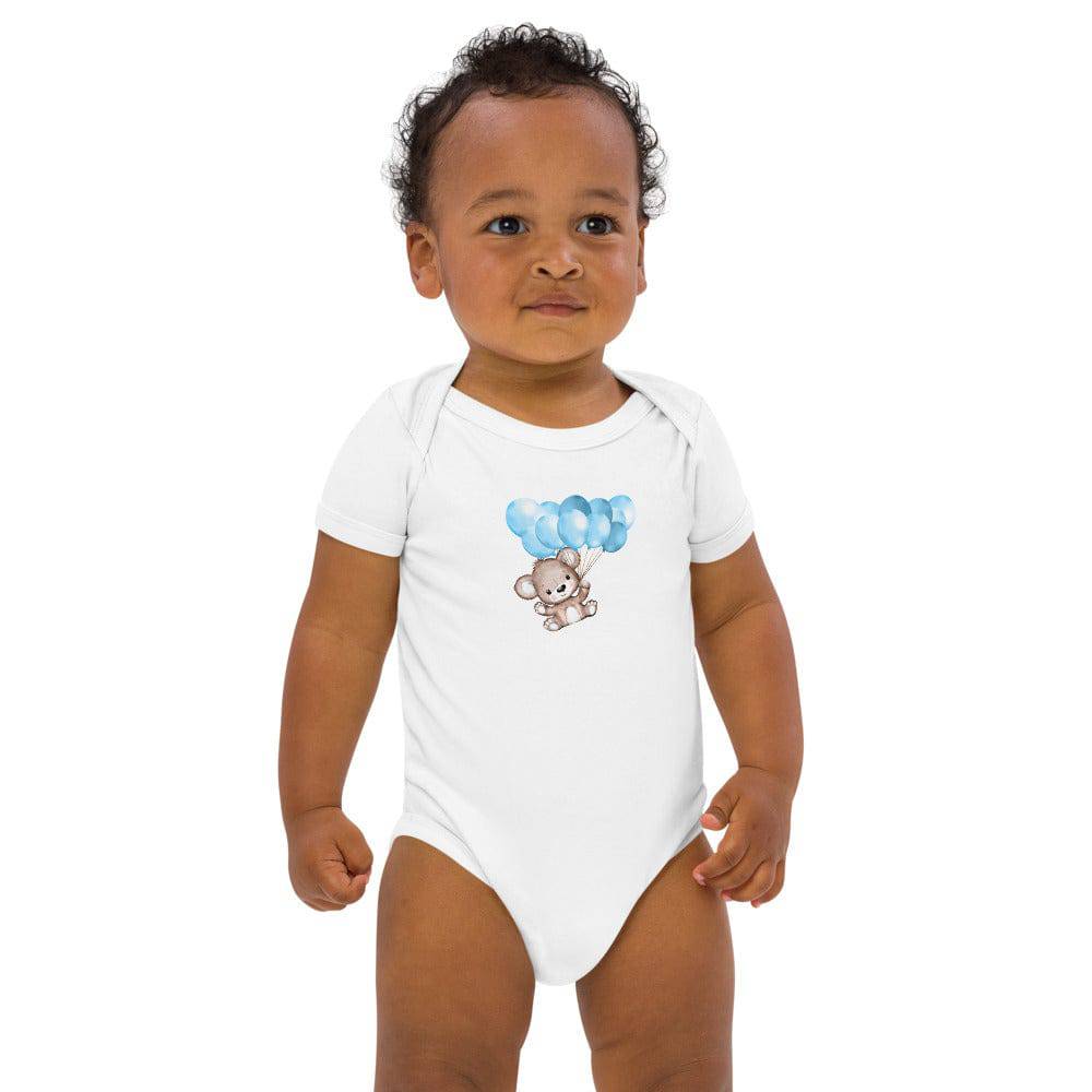 Organic cotton baby bodysuit/Little Bear With Baloons