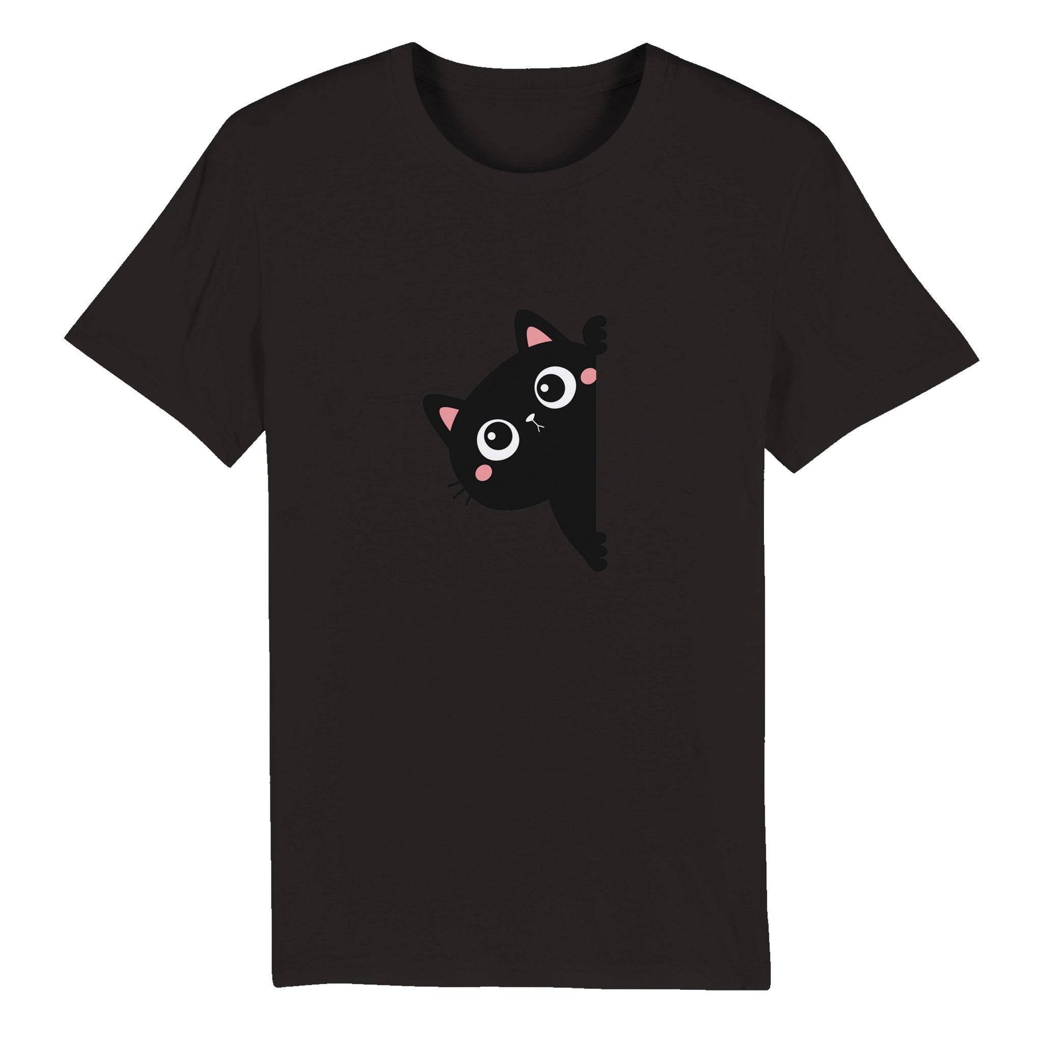 100% Organic Unisex T-shirt/Black-Cat-Hiding