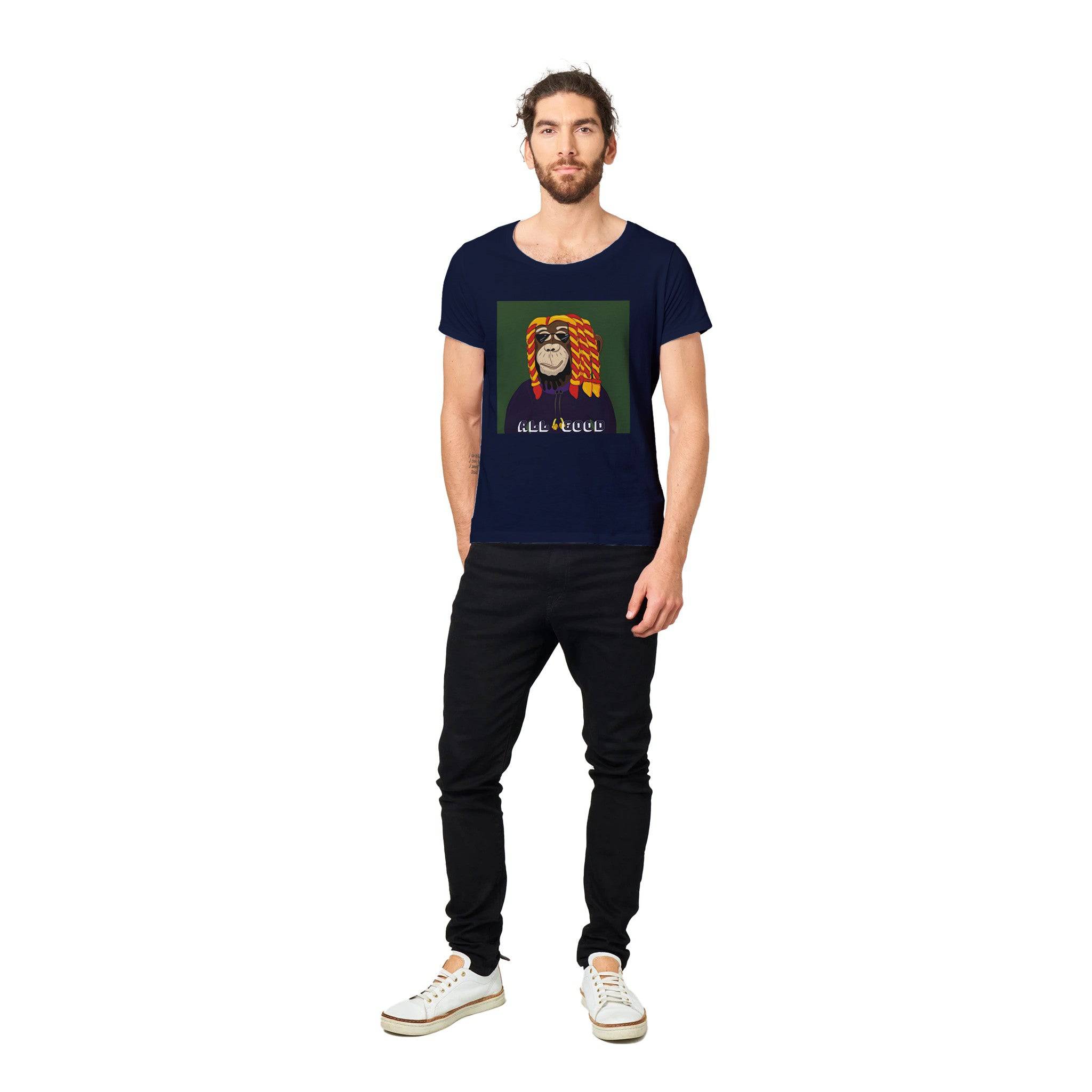 100% Organic Unisex T-shirt/Monkey-Rasta