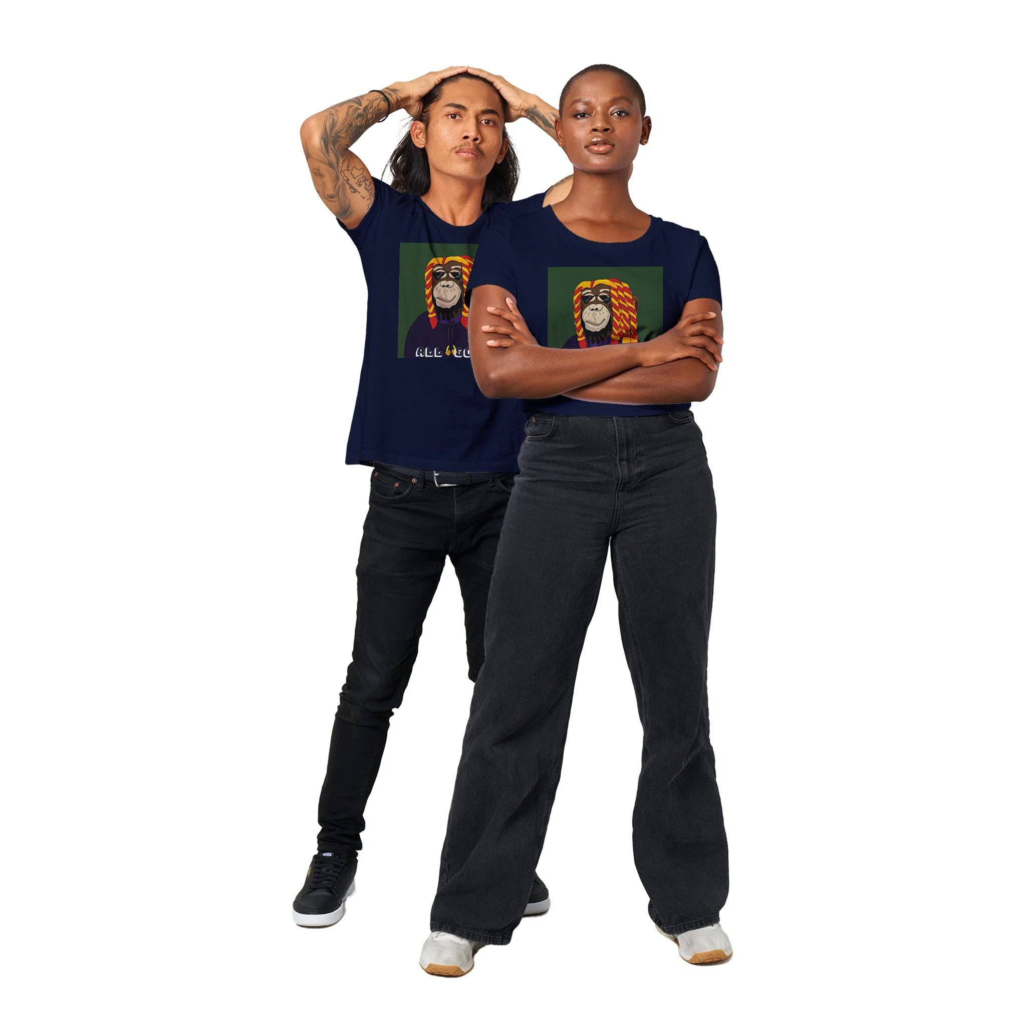 100% Organic Unisex T-shirt/Monkey-Rasta