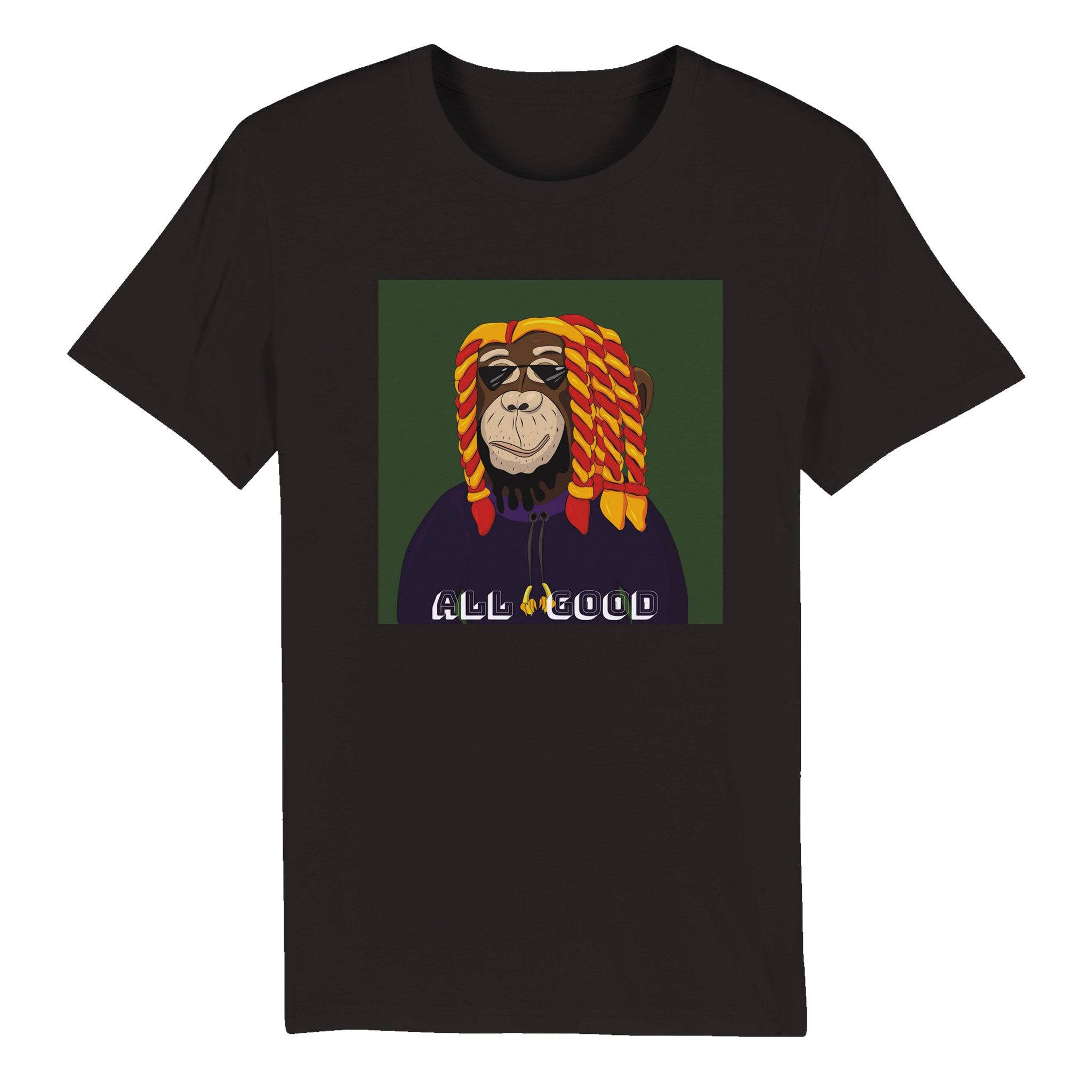 100% Organic Unisex T-shirt/Monkey-Rasta