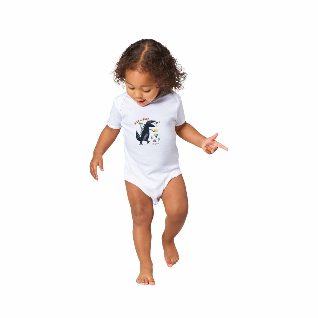 Organic cotton baby bodysuit/Dino-Black-Roar - Classic