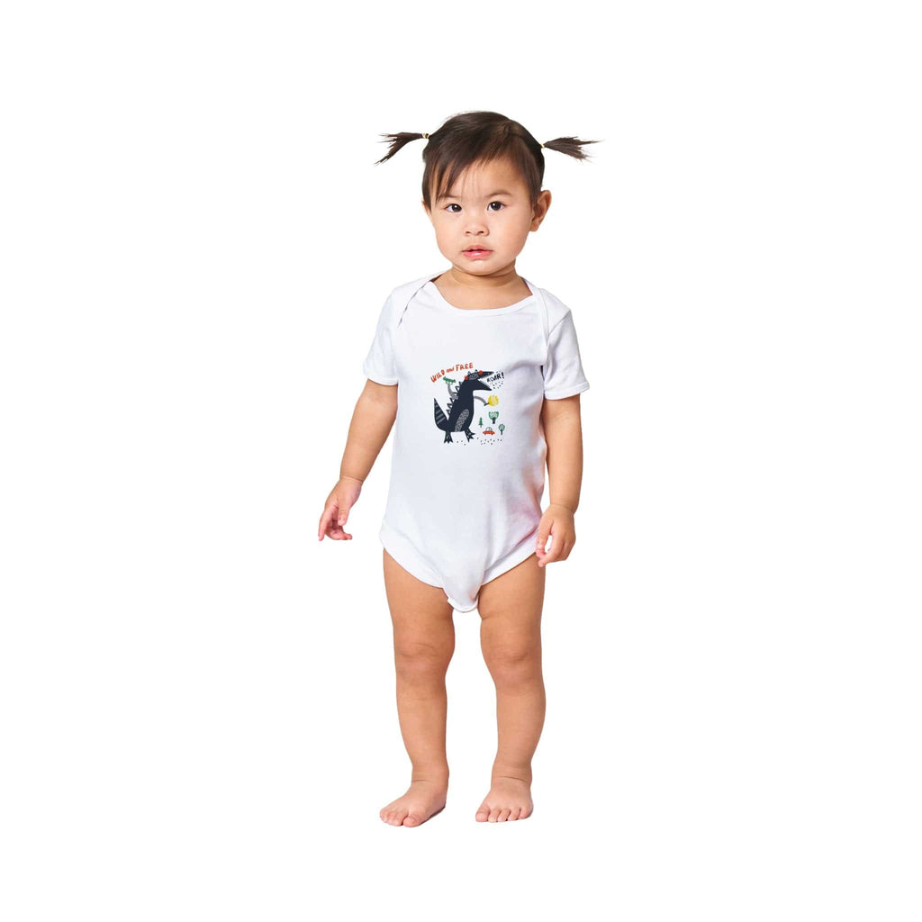 Organic cotton baby bodysuit/Dino-Black-Roar - Classic