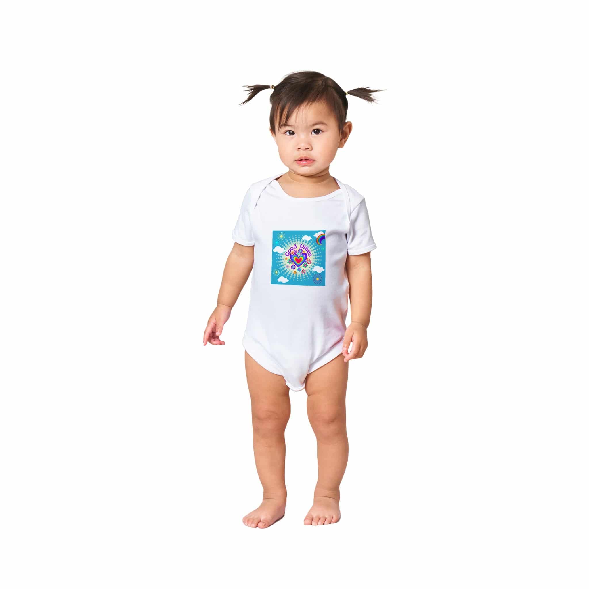 Organic cotton baby bodysuit/Good-Vibes-Only - Classic