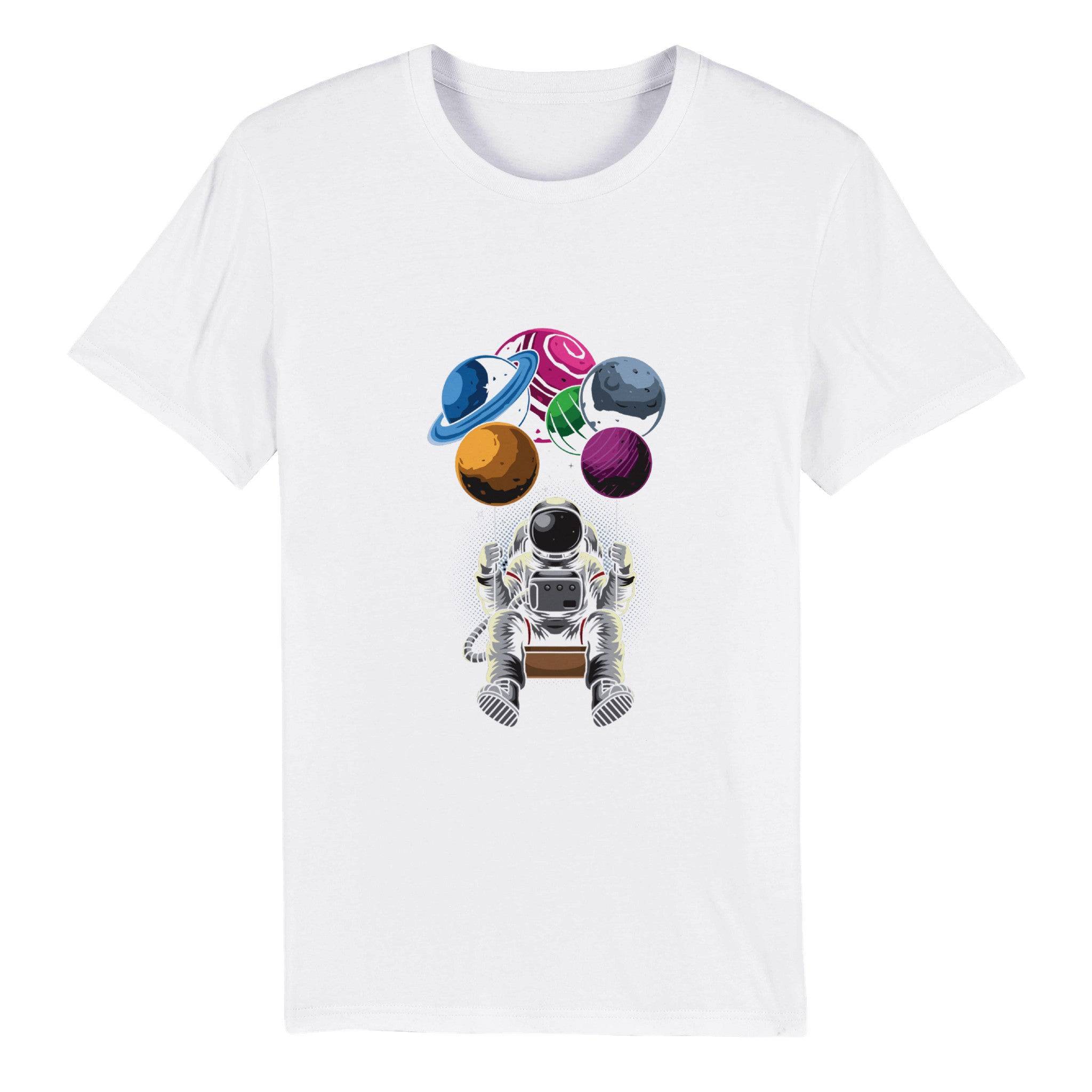 100% Organic Unisex T-shirt/Astronaut-Hanging-Baloons