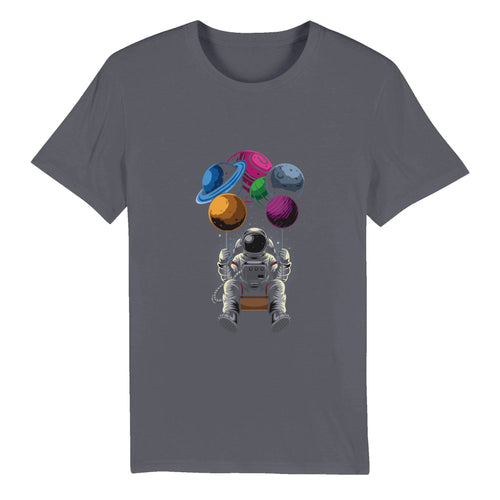 100% Organic Unisex T-shirt/Astronaut-Hanging-Baloons