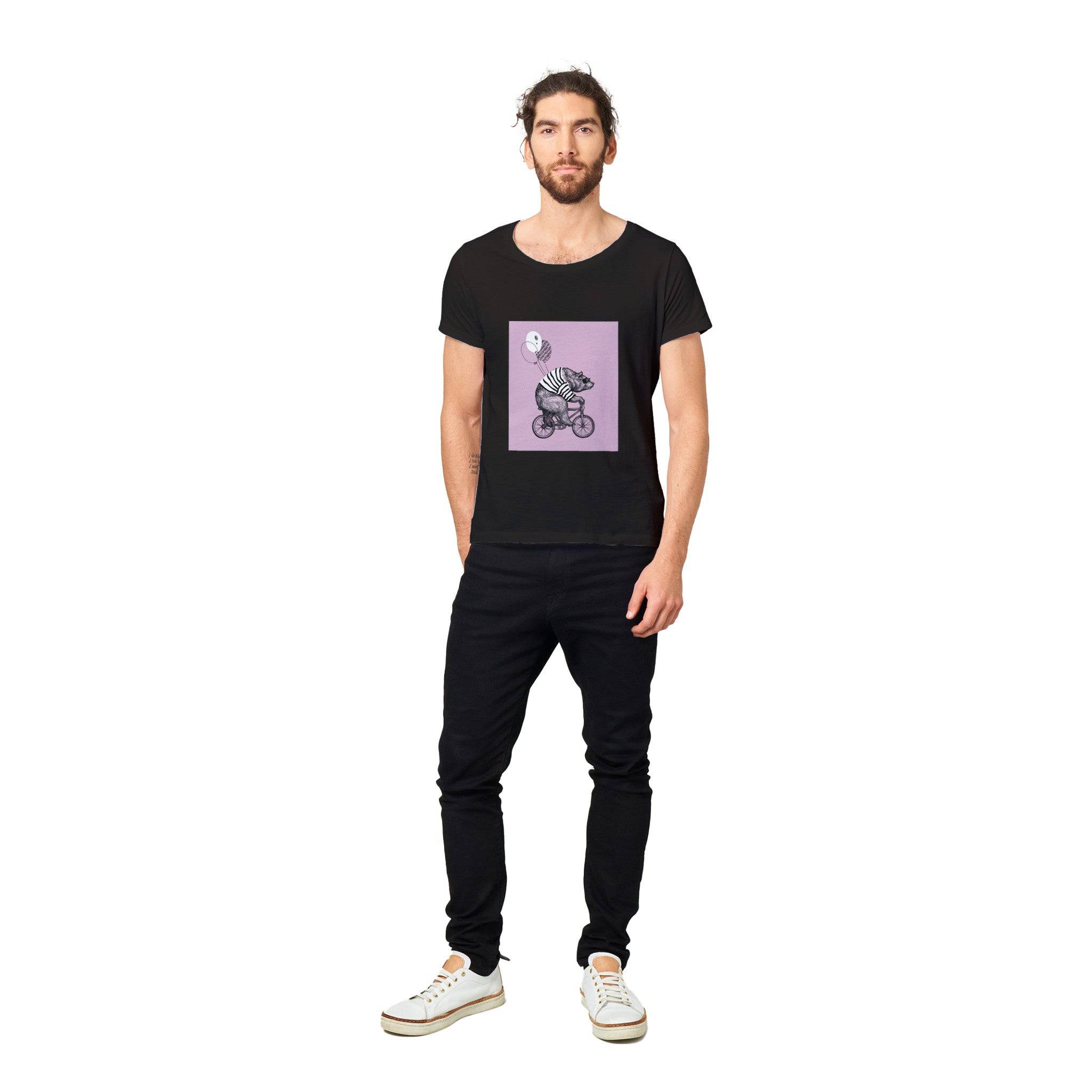 100% Organic Unisex T-shirt/Bear-Baloon-Cycling