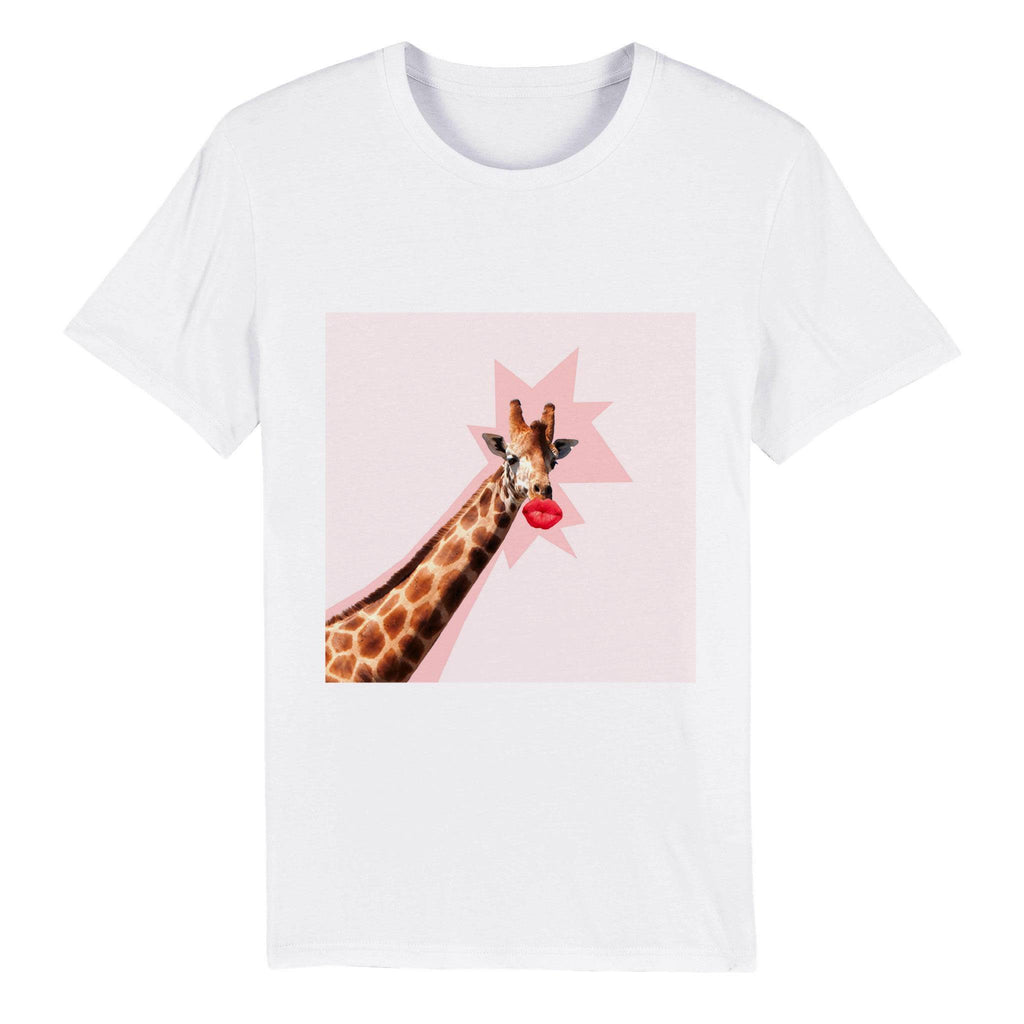 100% Organic Unisex T-shirt/Giraffe-Red-Lips