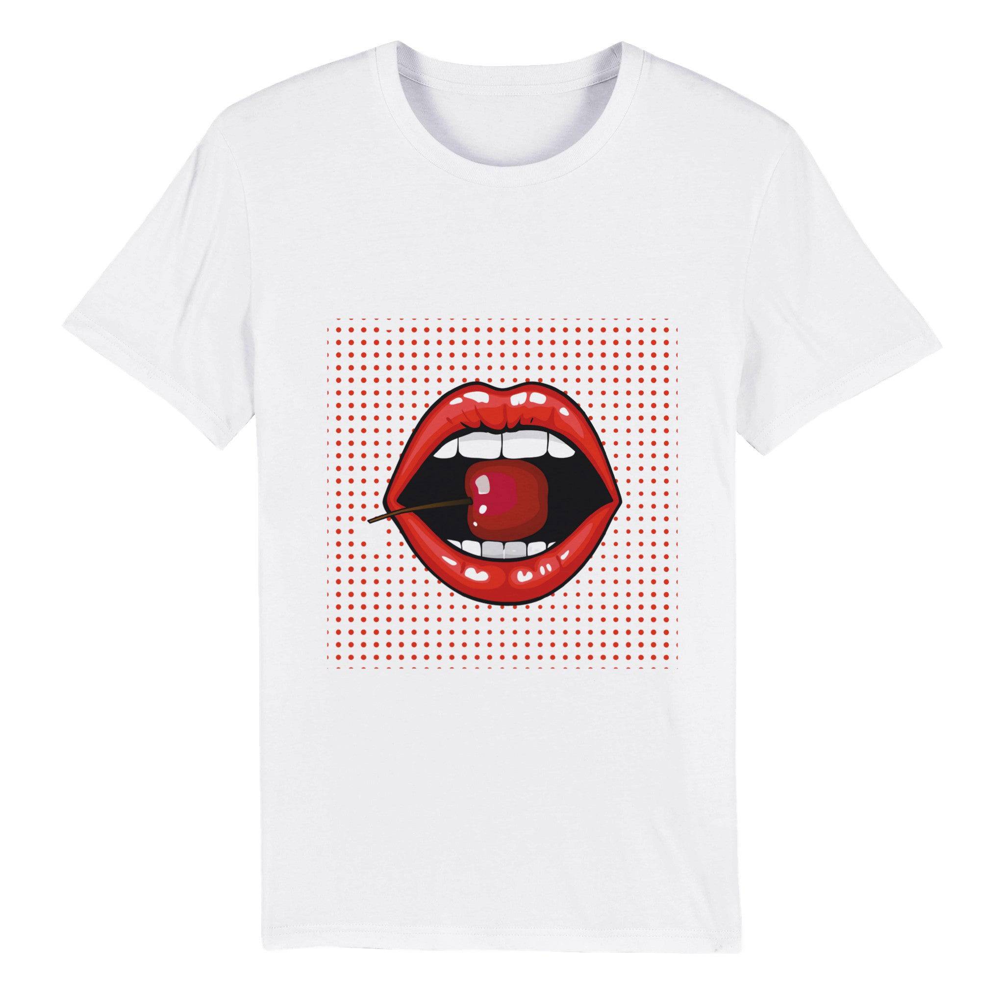 100% Organic Unisex T-shirt/Lips-Cherry