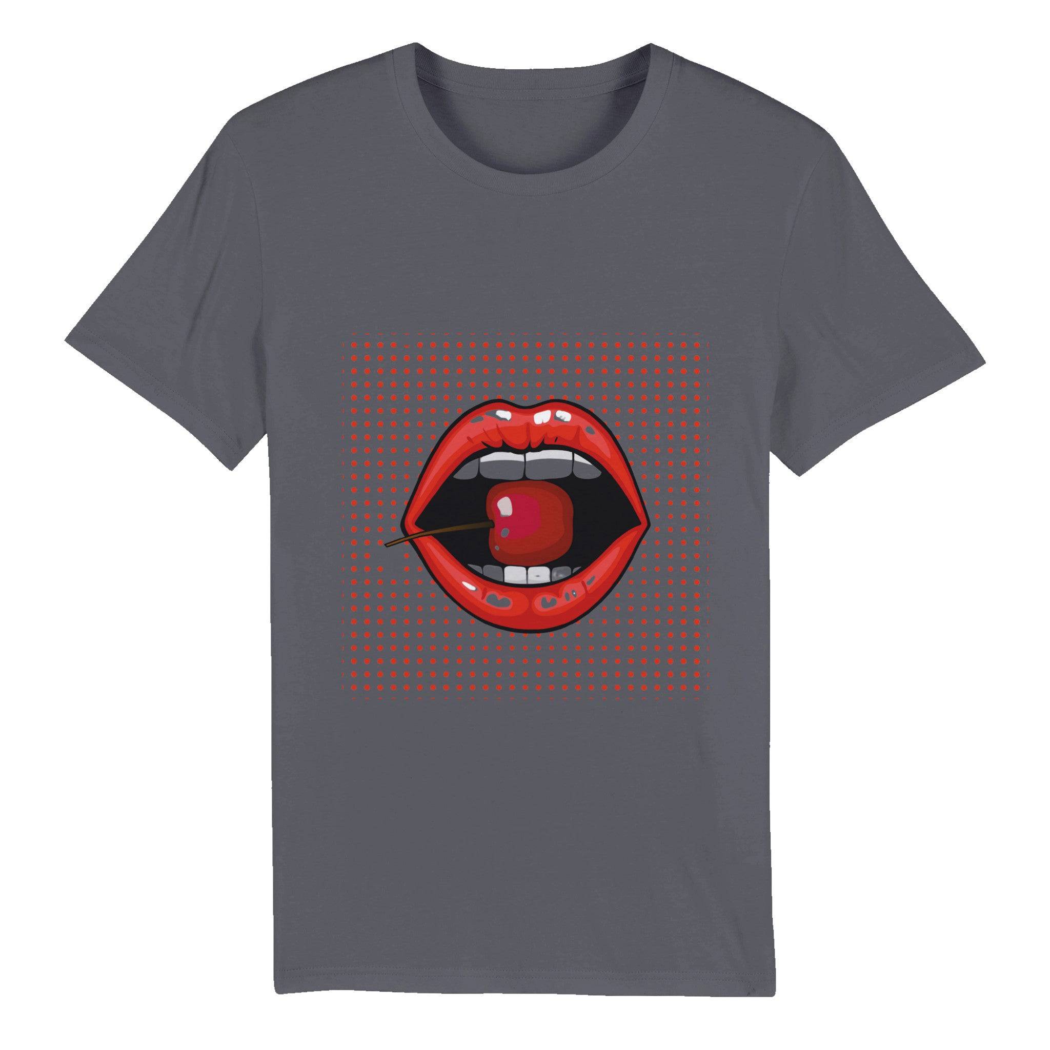 100% Organic Unisex T-shirt/Lips-Cherry