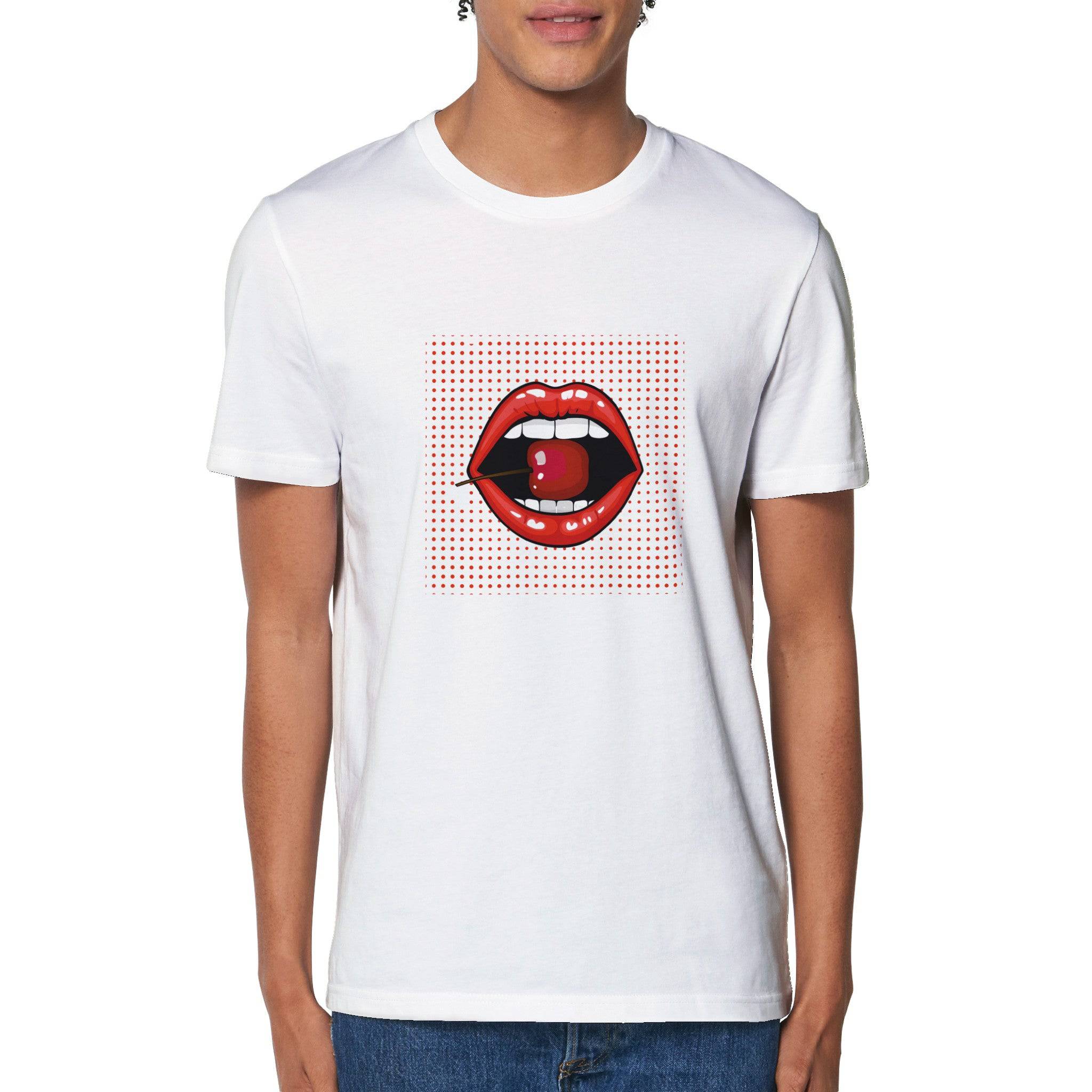 100% Organic Unisex T-shirt/Lips-Cherry