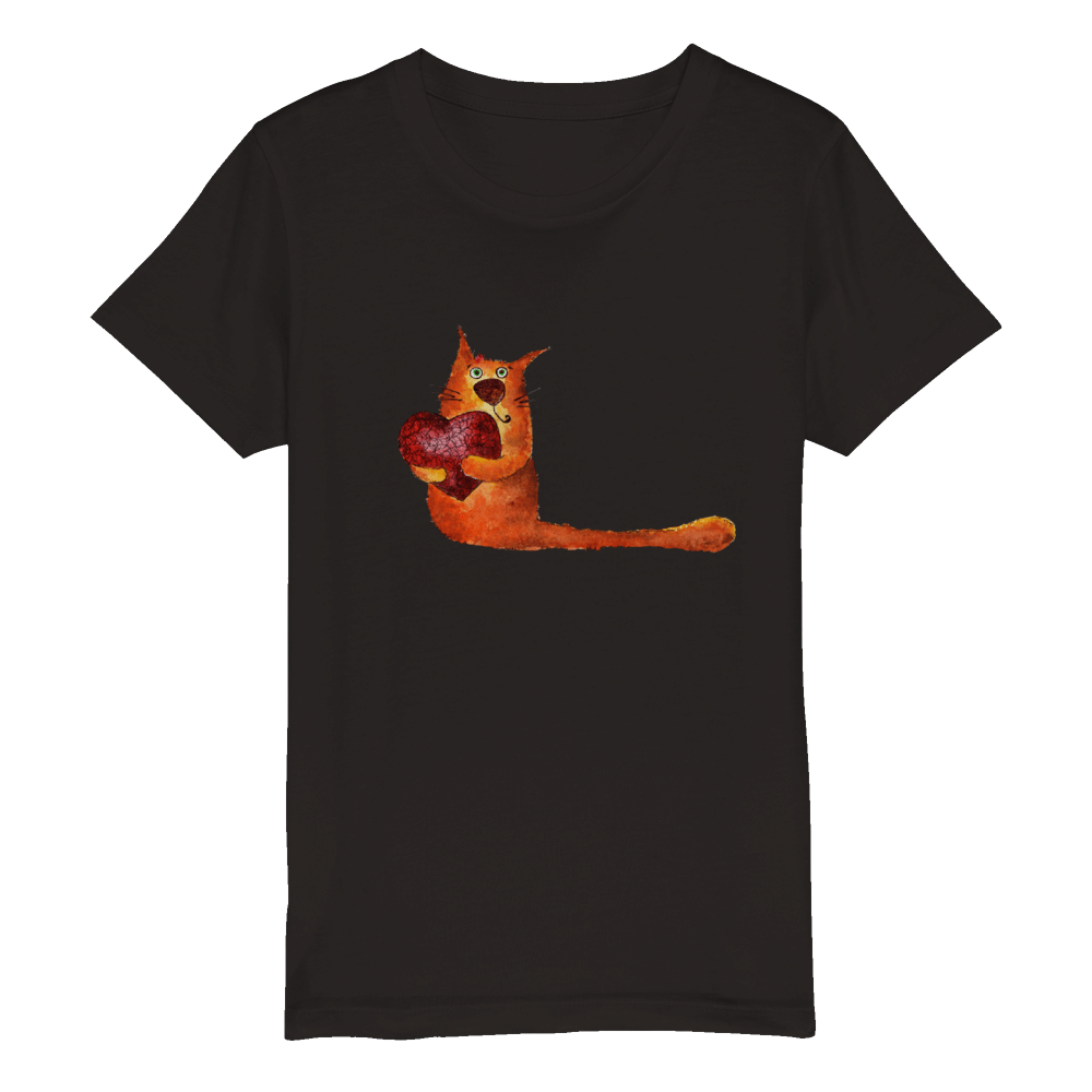 Organic Kids Crewneck T-shirt/Artistic-Animals-Cat