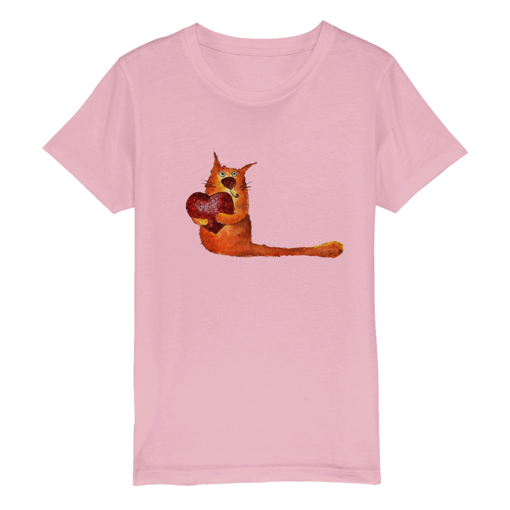 Organic Kids Crewneck T-shirt/Artistic-Animals-Cat
