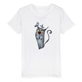 Organic Kids Crewneck T-shirt/Artistic-Animals-Cat-Butterflies