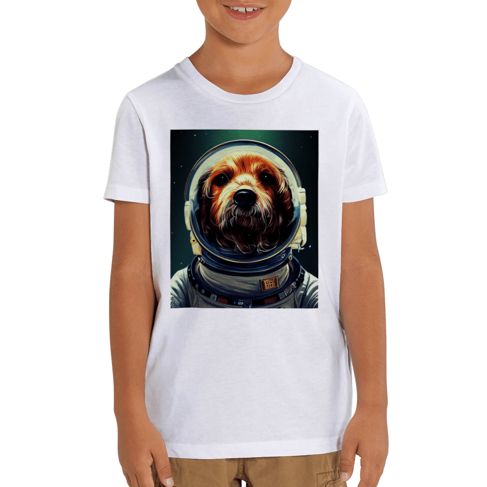 Organic Kids Crewneck T-shirt/Astronaut-dog