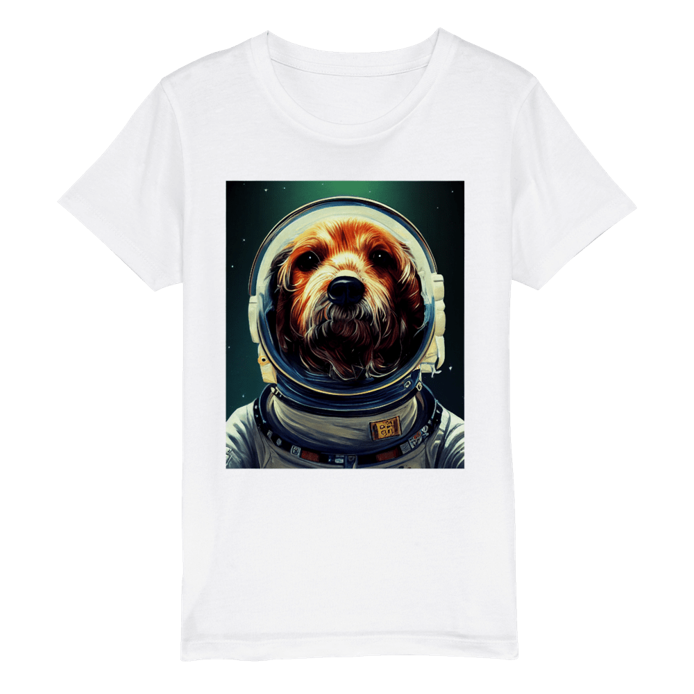 Organic Kids Crewneck T-shirt/Astronaut-dog