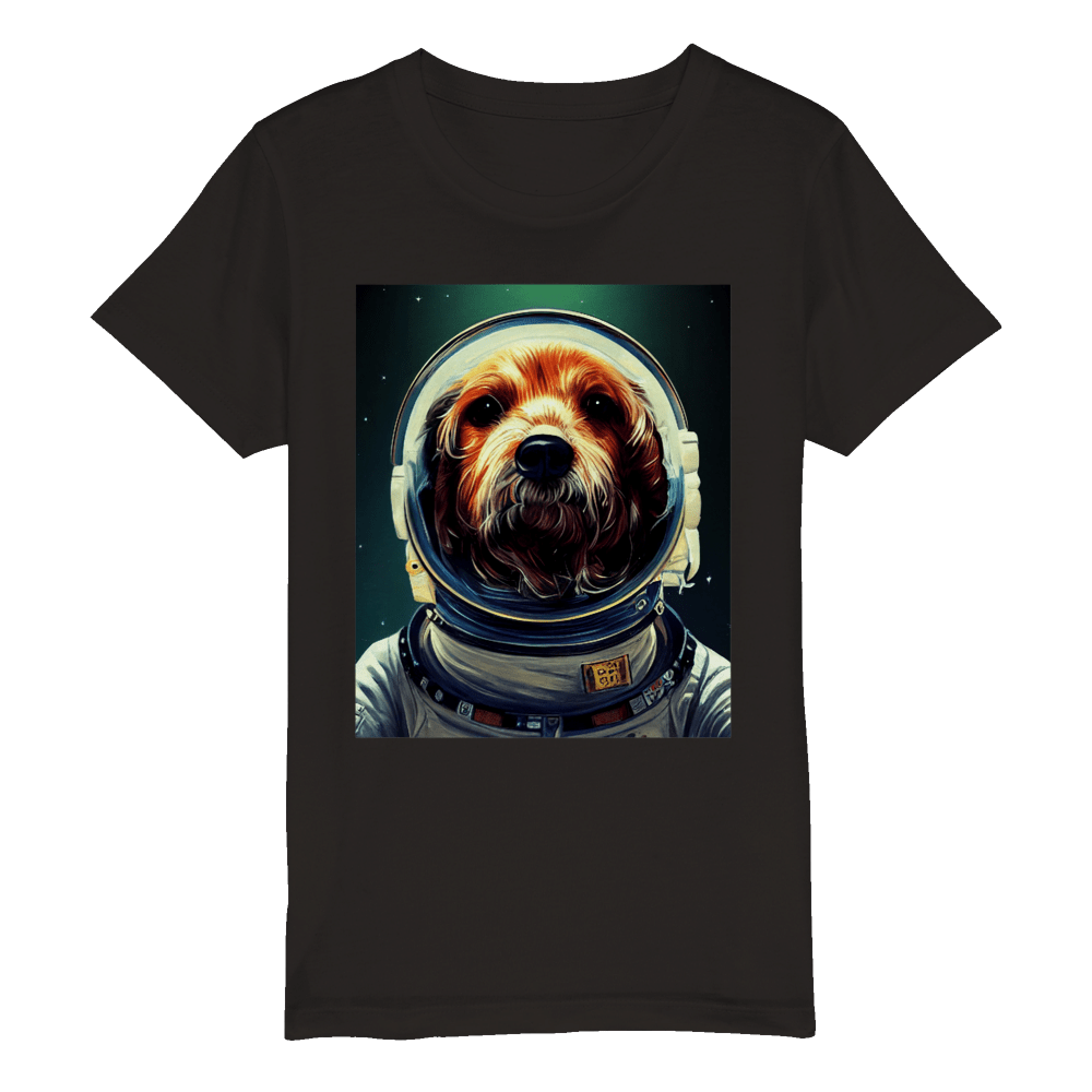 Organic Kids Crewneck T-shirt/Astronaut-dog