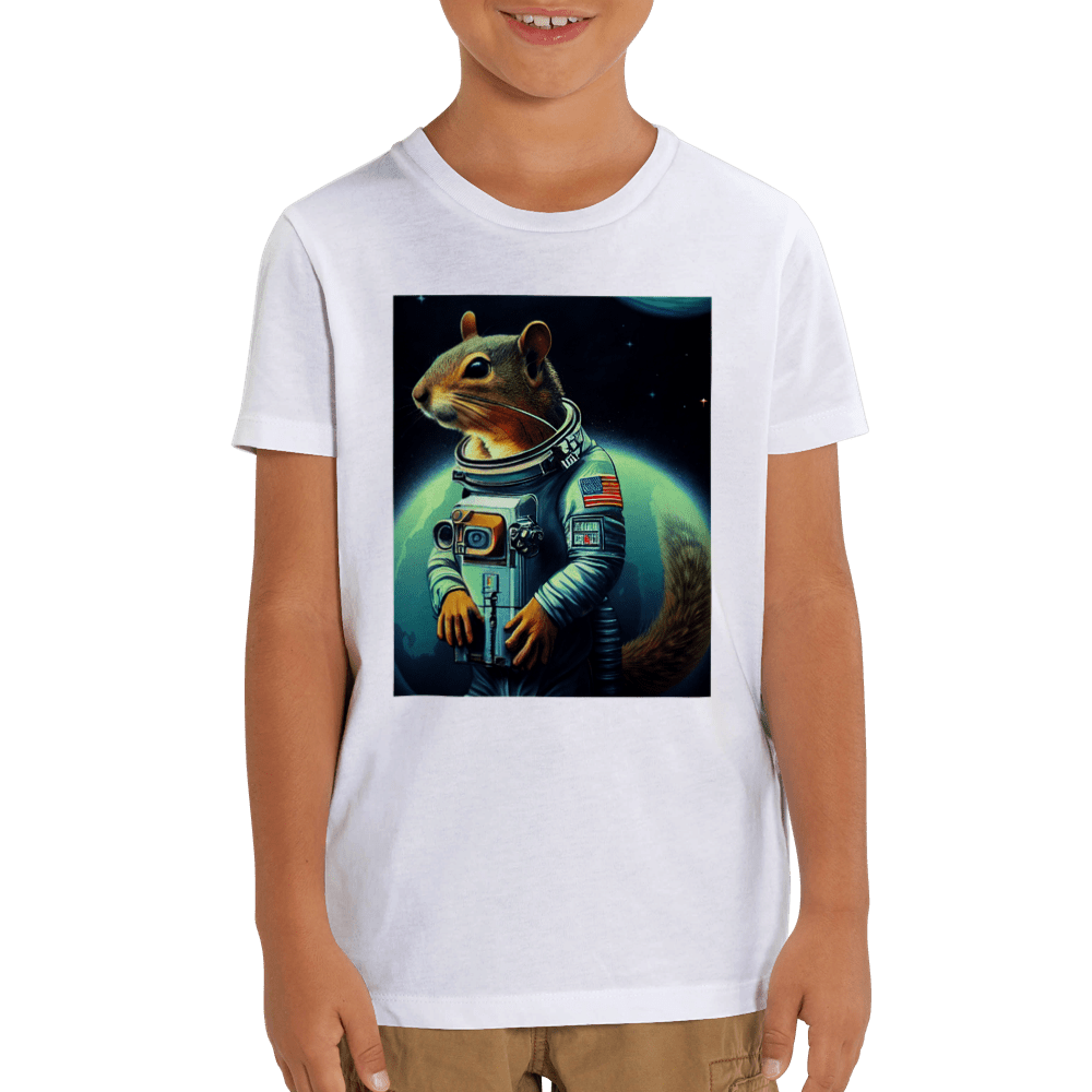 Organic Kids Crewneck T-shirt/Astronaut-Mouse