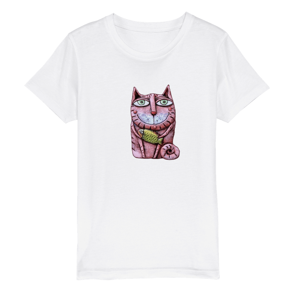 Organic Kids Crewneck T-shirt/Cat-Fish