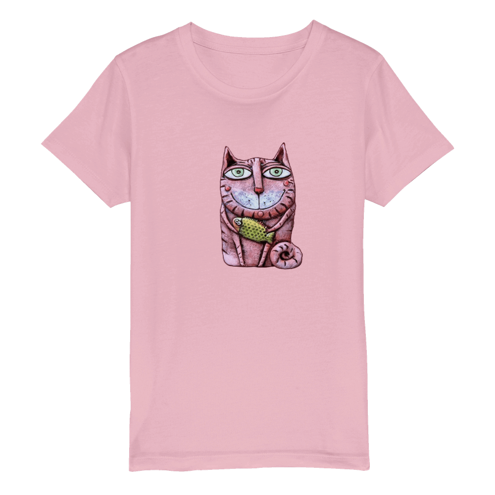 Organic Kids Crewneck T-shirt/Cat-Fish
