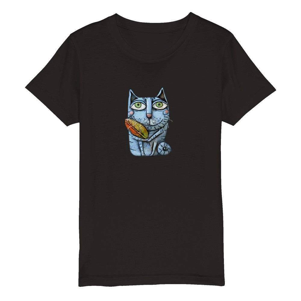 Organic Kids Crewneck T-shirt/Cat-Leaf