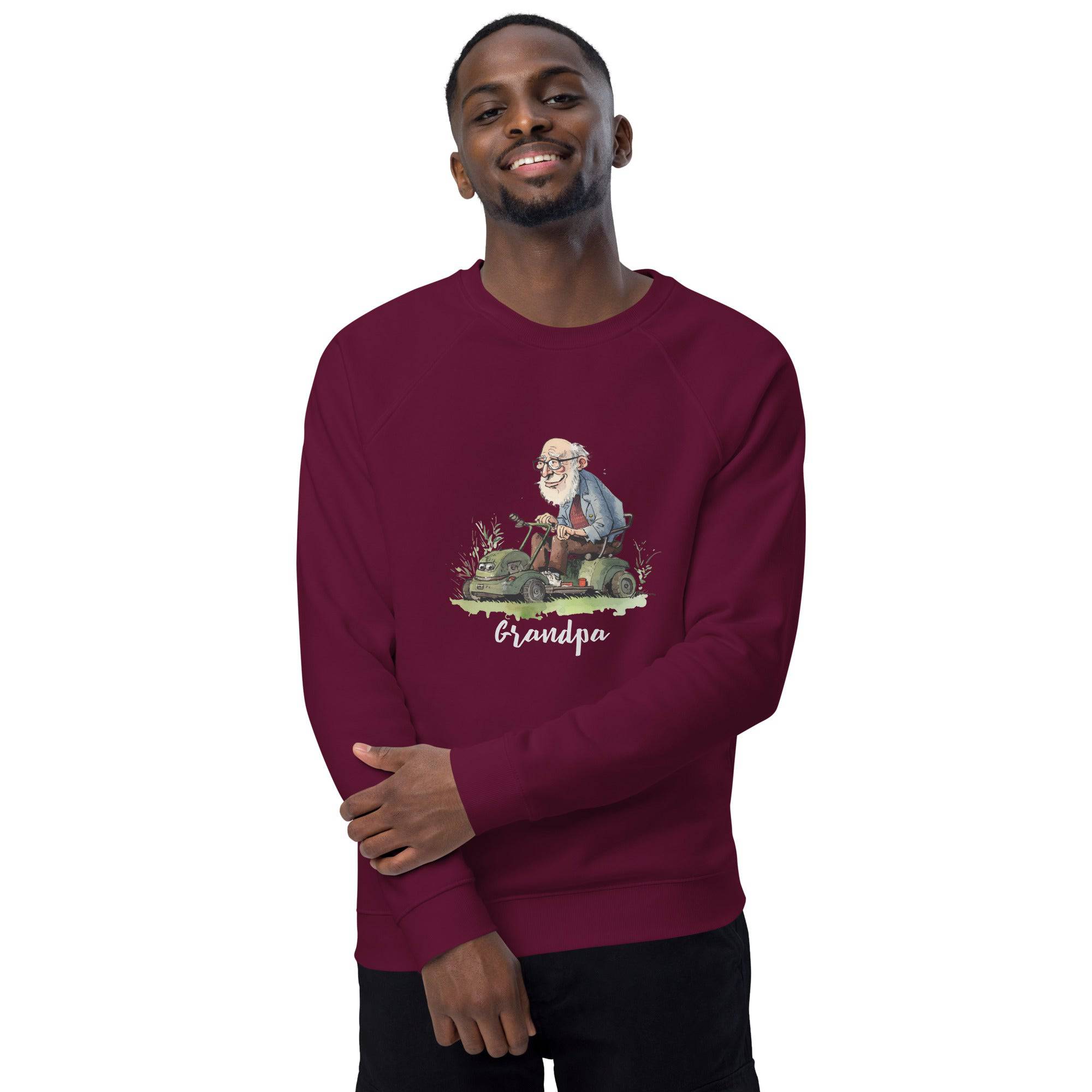 Unisex organic sweatshirt/Grandpa/Cutting-The-Lawn