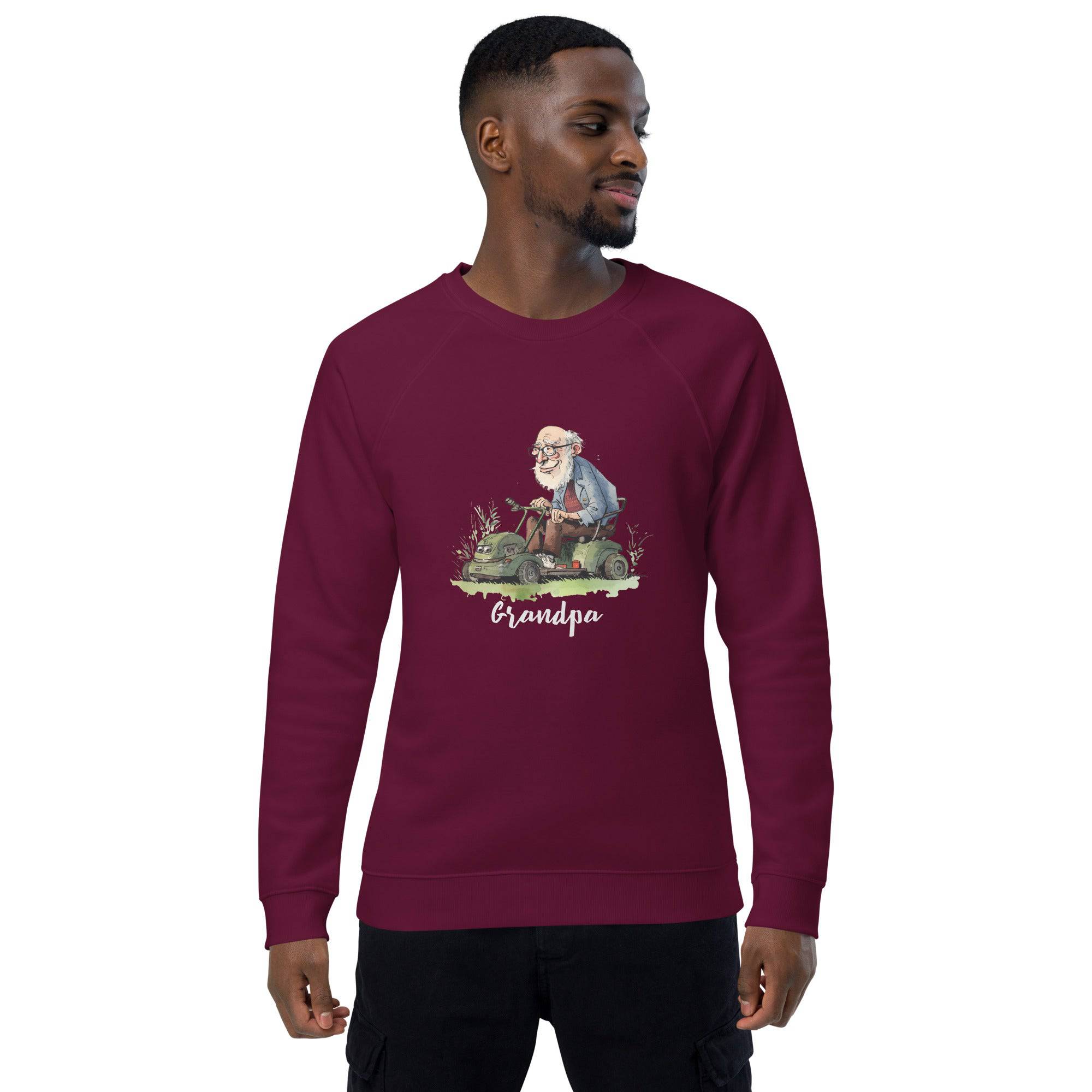 Unisex organic sweatshirt/Grandpa/Cutting-The-Lawn