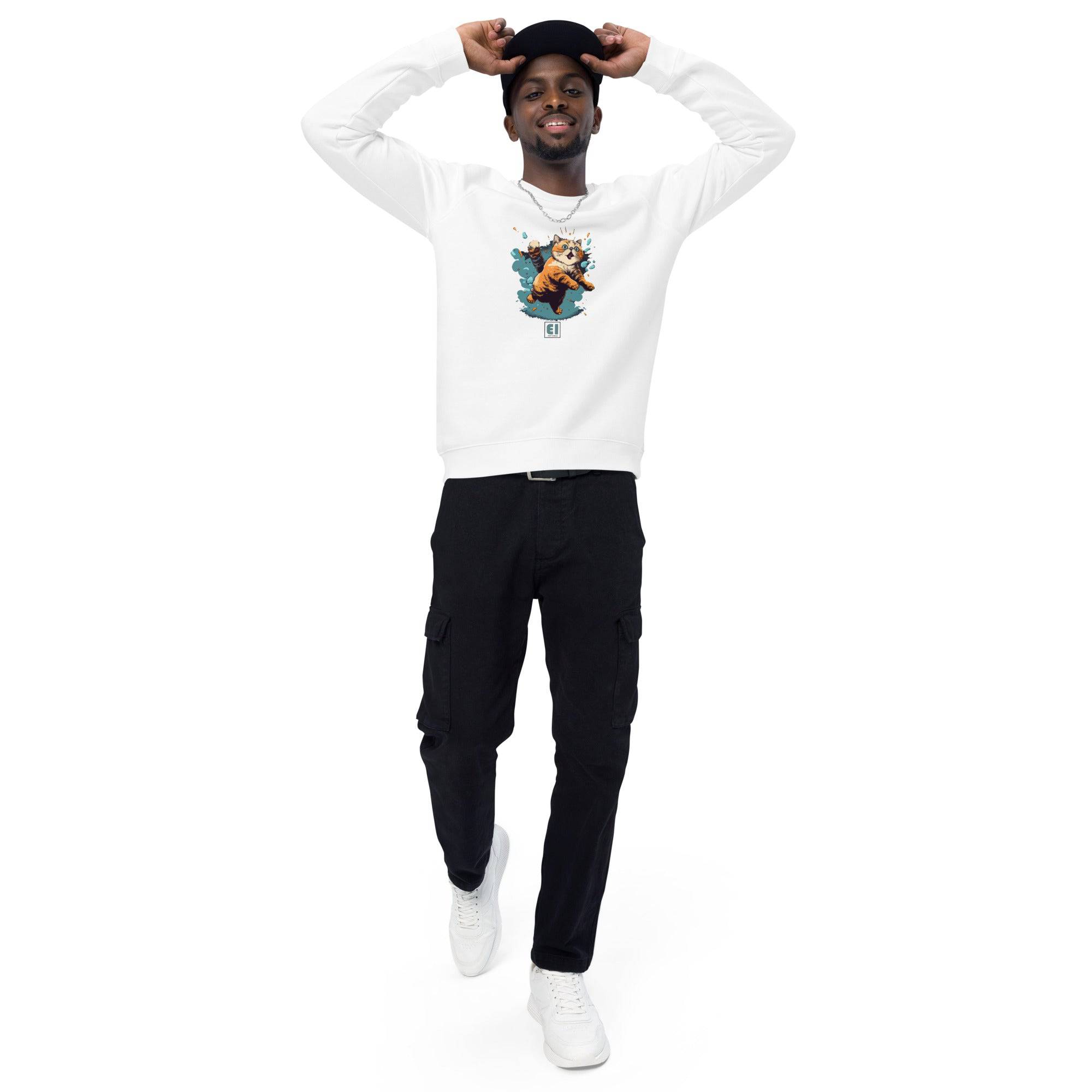 Unisex organic sweatshirt/Cat-Jumping